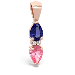 Lab Sapphire Bowtie Drop 14K Rose Gold pendant P0865