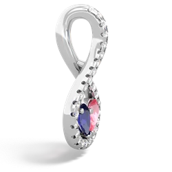 Lab Sapphire Pave Twist 'One Heart' 14K White Gold pendant P5360