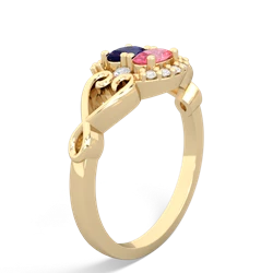 Lab Sapphire Love Nest 14K Yellow Gold ring R5860