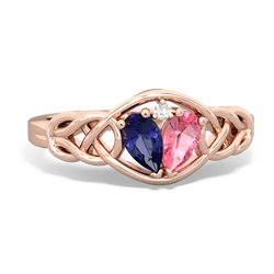 Lab Sapphire Celtic Love Knot 14K Rose Gold ring R5420