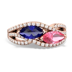 Lab Sapphire Diamond Rivers 14K Rose Gold ring R3070