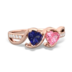 Lab Sapphire Side By Side 14K Rose Gold ring R3090