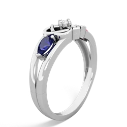 Lab Sapphire Hearts Intertwined 14K White Gold ring R5880