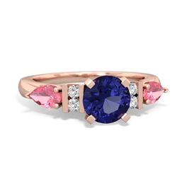 Lab Sapphire 6Mm Round Eternal Embrace Engagement 14K Rose Gold ring R2005