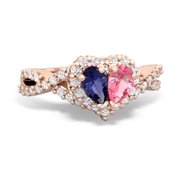 Lab Sapphire Diamond Twist 'One Heart' 14K Rose Gold ring R2640HRT