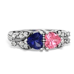 Lab Sapphire Diamond Butterflies 14K White Gold ring R5601