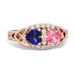 Lab Sapphire Sparkling Celtic Knot 14K Rose Gold ring R2645