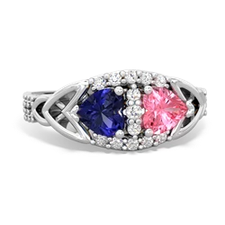 Lab Sapphire Sparkling Celtic Knot 14K White Gold ring R2645