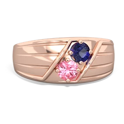 Lab Sapphire Men's Streamline 14K Rose Gold ring R0460