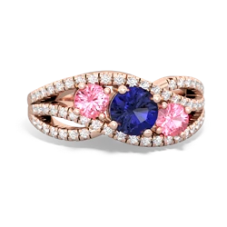 Lab Sapphire Three Stone Aurora 14K Rose Gold ring R3080