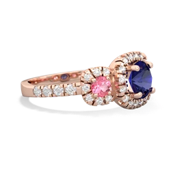 Lab Sapphire Regal Halo 14K Rose Gold ring R5350