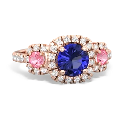 Lab Sapphire Regal Halo 14K Rose Gold ring R5350