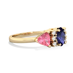 Lab Sapphire Antique Style Three Stone 14K Yellow Gold ring R2186