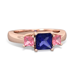 Lab Sapphire Three Stone Trellis 14K Rose Gold ring R4015