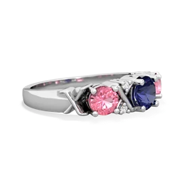 Lab Sapphire Hugs And Kisses 14K White Gold ring R5016