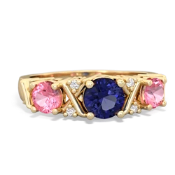 Lab Sapphire Hugs And Kisses 14K Yellow Gold ring R5016