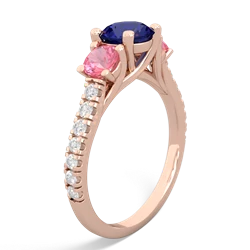 Lab Sapphire Pave Trellis 14K Rose Gold ring R5500