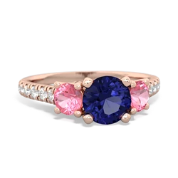 Lab Sapphire Pave Trellis 14K Rose Gold ring R5500