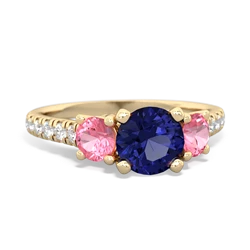 Lab Sapphire Pave Trellis 14K Yellow Gold ring R5500