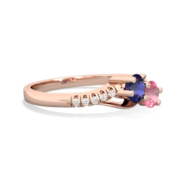 Lab Sapphire Infinity Pave Two Stone 14K Rose Gold ring R5285