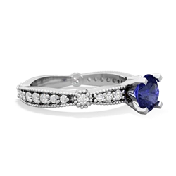 Lab Sapphire Sparkling Tiara 6Mm Round 14K White Gold ring R26296RD