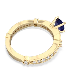 Lab Sapphire Sparkling Tiara 6Mm Round 14K Yellow Gold ring R26296RD