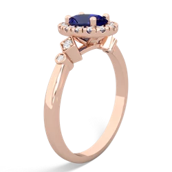 Lab Sapphire Antique-Style Halo 14K Rose Gold ring R5720