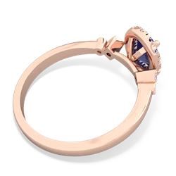 Lab Sapphire Antique-Style Halo 14K Rose Gold ring R5720