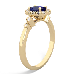 Lab Sapphire Antique-Style Halo 14K Yellow Gold ring R5720