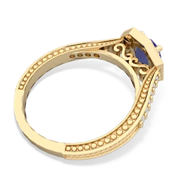 Lab Sapphire Art-Deco Starburst 14K Yellow Gold ring R5520