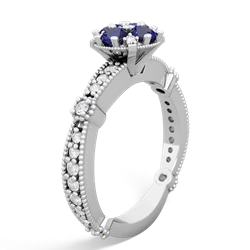 Lab Sapphire Sparkling Tiara Cluster 14K White Gold ring R26293RD