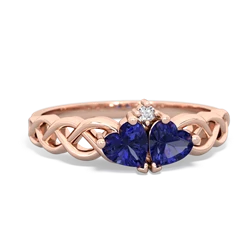 Lab Sapphire Heart To Heart Braid 14K Rose Gold ring R5870