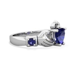 Lab Sapphire Claddagh Keepsake 14K White Gold ring R5245