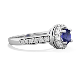 Lab Sapphire Diamond Halo 14K White Gold ring R5370