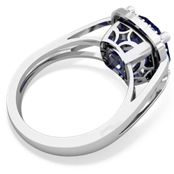 Lab Sapphire Art Deco Cocktail 14K White Gold ring R2498