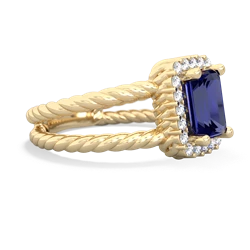 Lab Sapphire Rope Split Band 14K Yellow Gold ring R2628