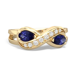 Lab Sapphire Diamond Infinity 14K Yellow Gold ring R5390