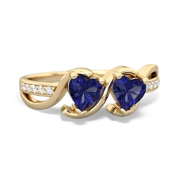 Lab Sapphire Side By Side 14K Yellow Gold ring R3090