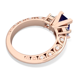 Lab Sapphire Art Deco Diamond Engagement 6Mm Princess 14K Rose Gold ring R2001