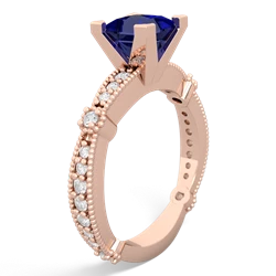 Lab Sapphire Sparkling Tiara 6Mm Princess 14K Rose Gold ring R26296SQ