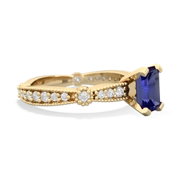 Lab Sapphire Sparkling Tiara 7X5mm Emerald-Cut 14K Yellow Gold ring R26297EM