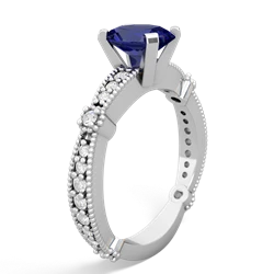 Lab Sapphire Sparkling Tiara 8X6 Oval 14K White Gold ring R26298VL