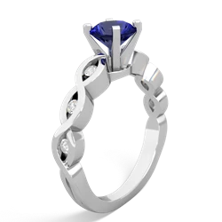 Lab Sapphire Infinity 6Mm Round Engagement 14K White Gold ring R26316RD