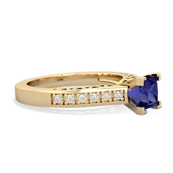 Lab Sapphire Art Deco Engagement 5Mm Square 14K Yellow Gold ring R26355SQ