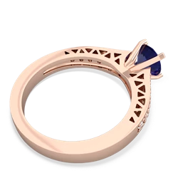 Lab Sapphire Art Deco Engagement 6Mm Round 14K Rose Gold ring R26356RD