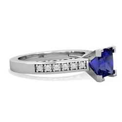 Lab Sapphire Art Deco Engagement 6Mm Princess 14K White Gold ring R26356SQ