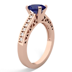 Lab Sapphire Art Deco Engagement 8X6mm Oval 14K Rose Gold ring R26358VL