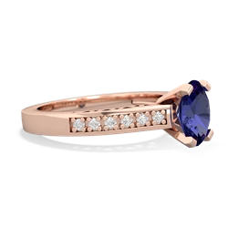 Lab Sapphire Art Deco Engagement 8X6mm Oval 14K Rose Gold ring R26358VL