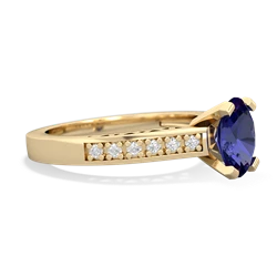 Lab Sapphire Art Deco Engagement 8X6mm Oval 14K Yellow Gold ring R26358VL