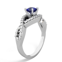 Lab Sapphire Diamond Twist 5Mm Round Engagment  14K White Gold ring R26405RD